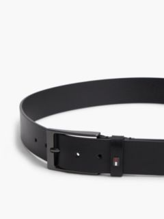Leather Tonal Rectangular Buckle Belt — Black 4