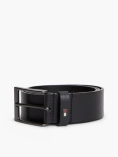 Leather Tonal Rectangular Buckle Belt — Black 5