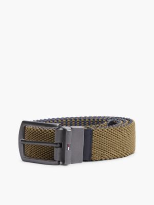 khaki reversible elastic webbing belt for men tommy hilfiger