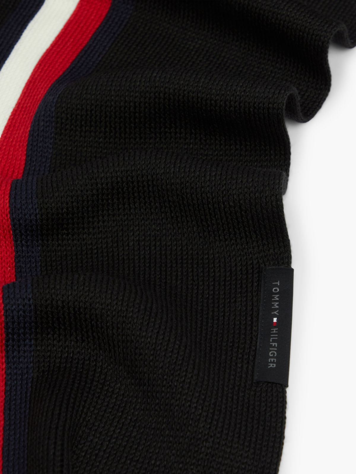 Global Stripe Wool Blend Scarf — Black
