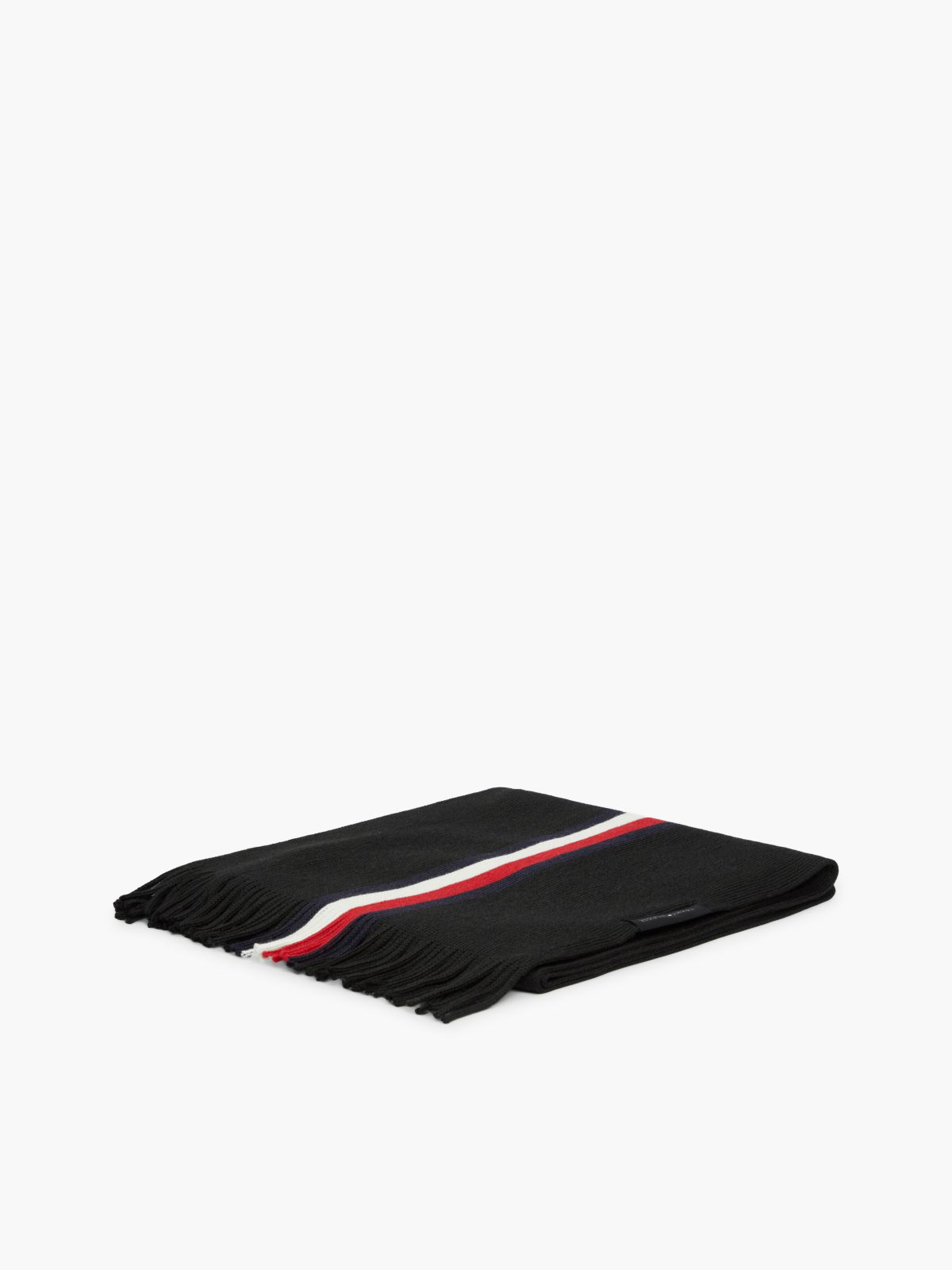 Global Stripe Wool Blend Scarf — Black