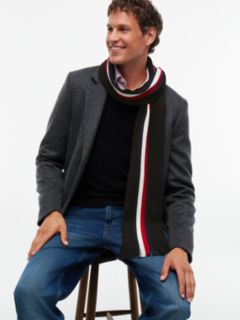 Global Stripe Wool Blend Scarf — Black 4