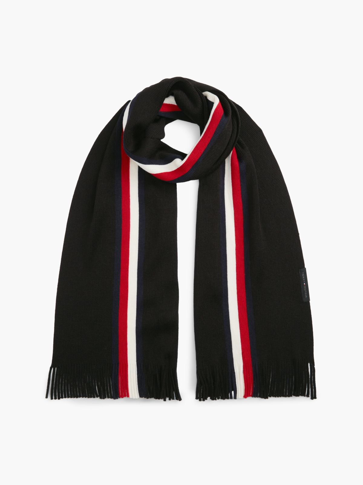Global Stripe Wool Blend Scarf — Black