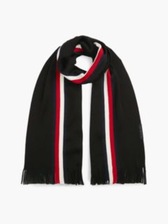 Global Stripe Wool Blend Scarf — Black 1