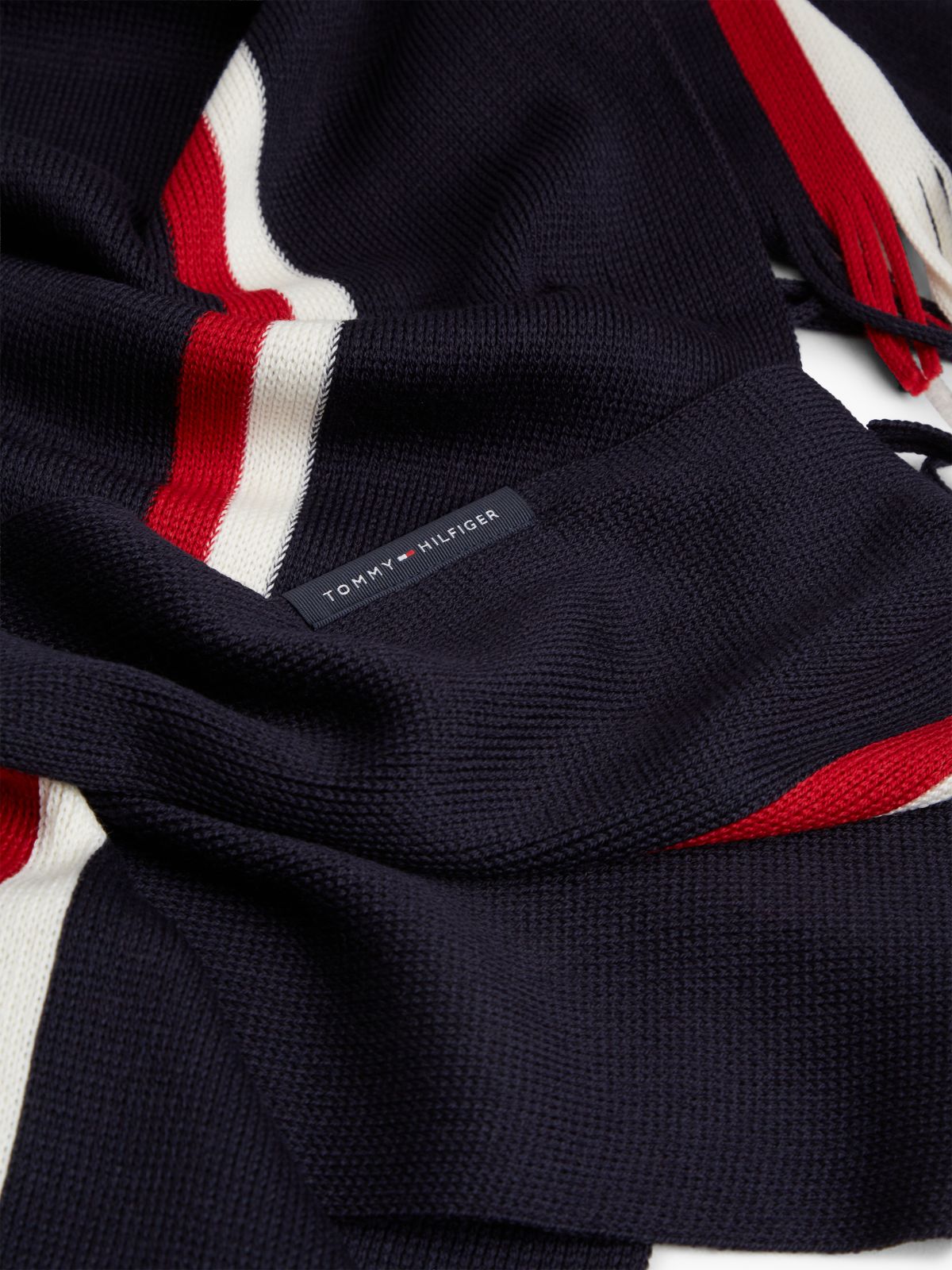 Global Stripe Wool Blend Scarf — Blue