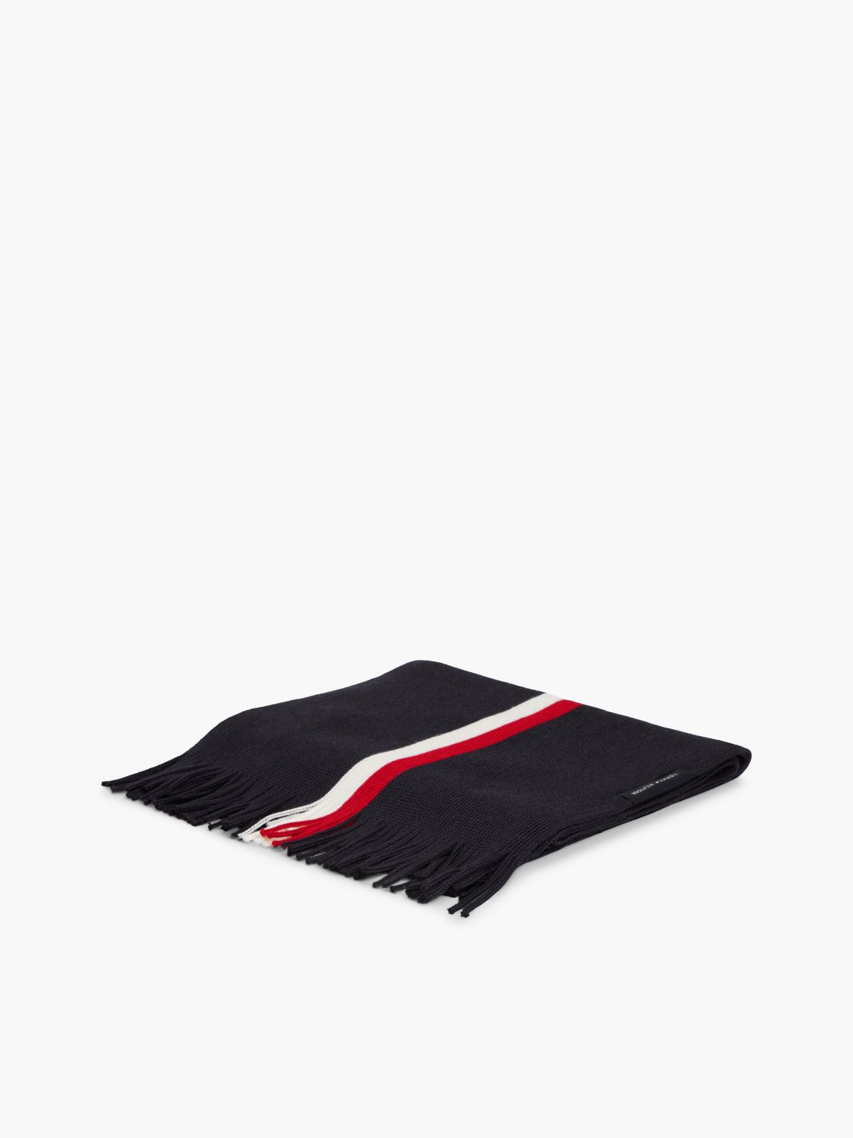 Global Stripe Wool Blend Scarf — Blue