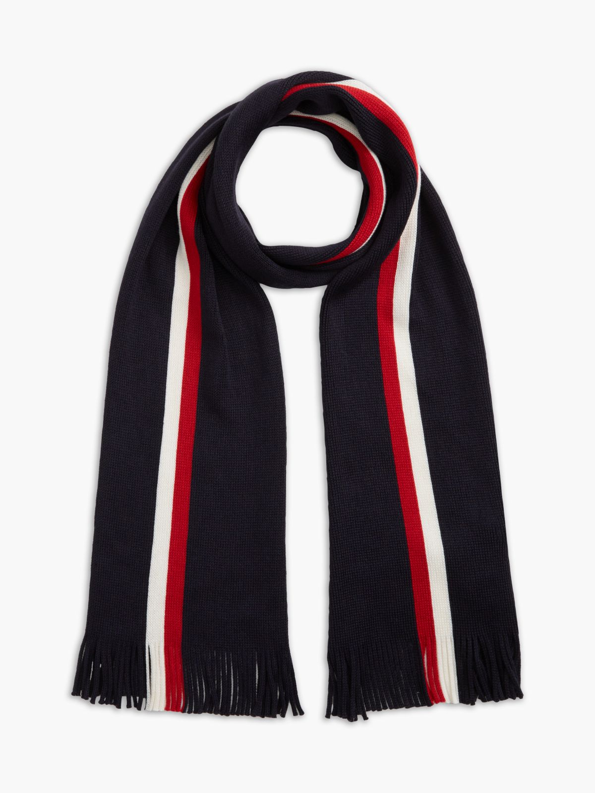 Global Stripe Wool Blend Scarf — Blue