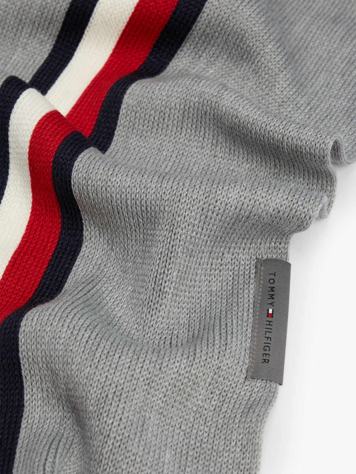 Global Stripe Wool Blend Scarf — Grey