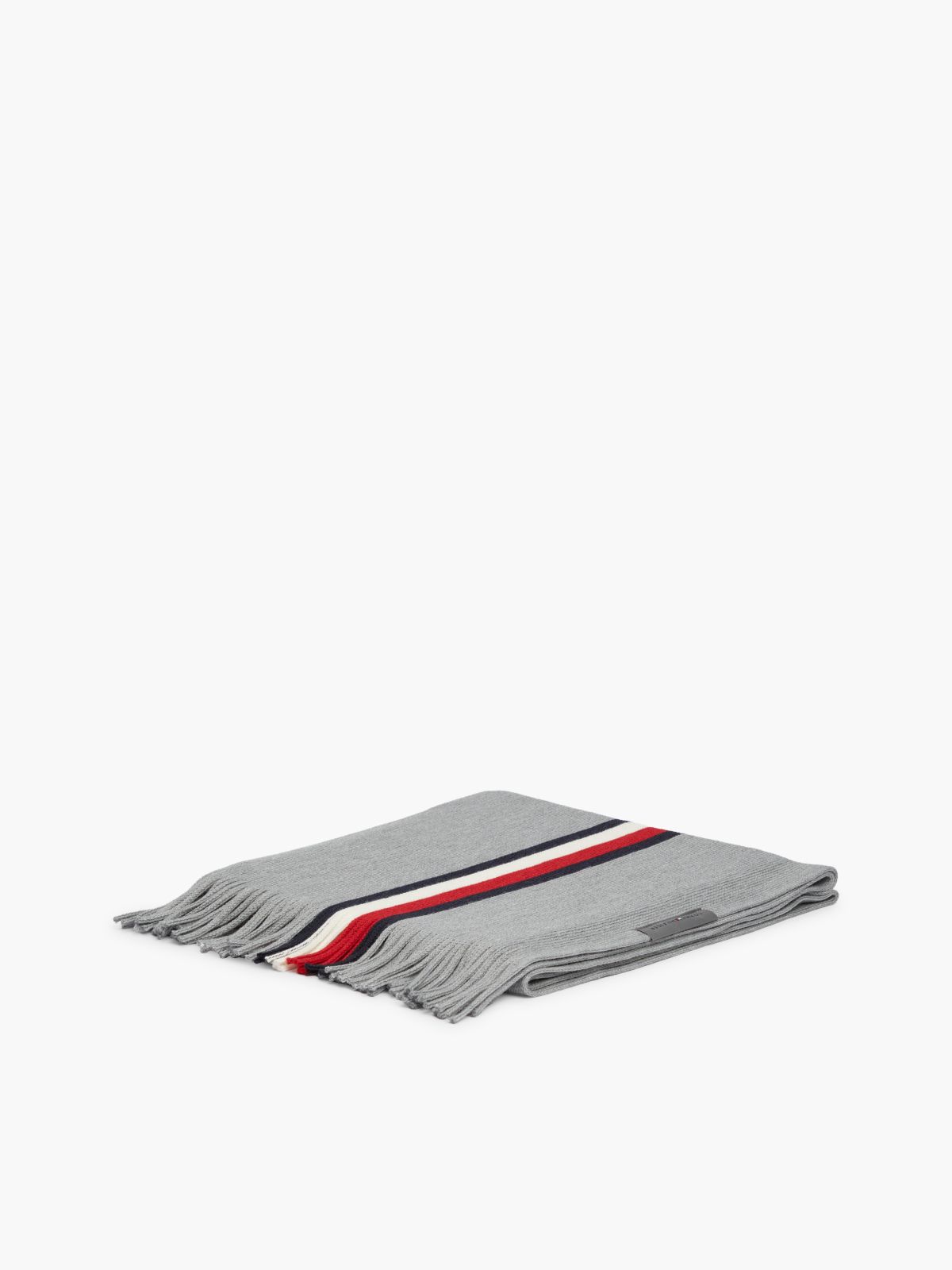 Global Stripe Wool Blend Scarf — Grey