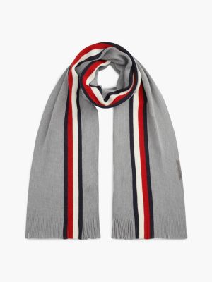 grey global stripe wool blend scarf for men tommy hilfiger