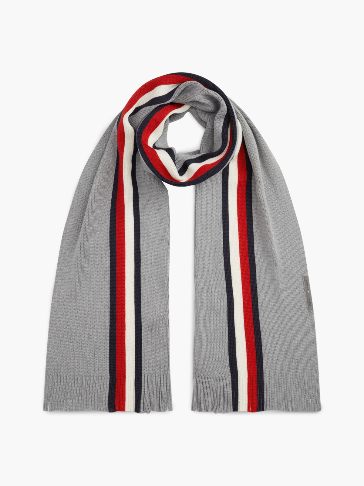 Global Stripe Wool Blend Scarf — Grey