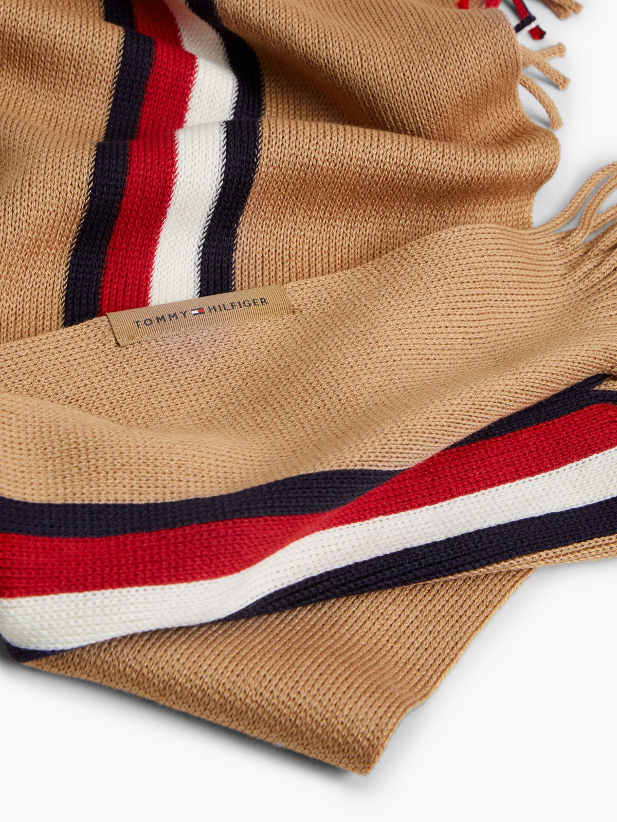 Global Stripe Wool Blend Scarf — Khaki