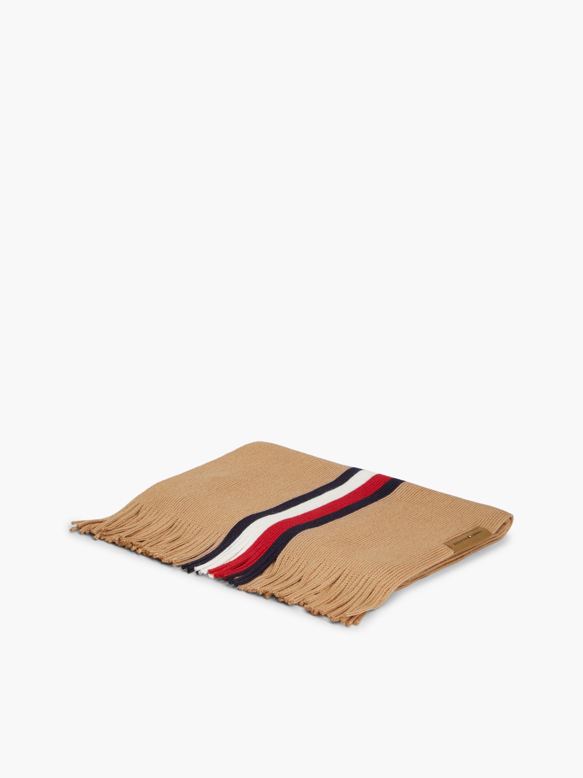 Global Stripe Wool Blend Scarf — Khaki