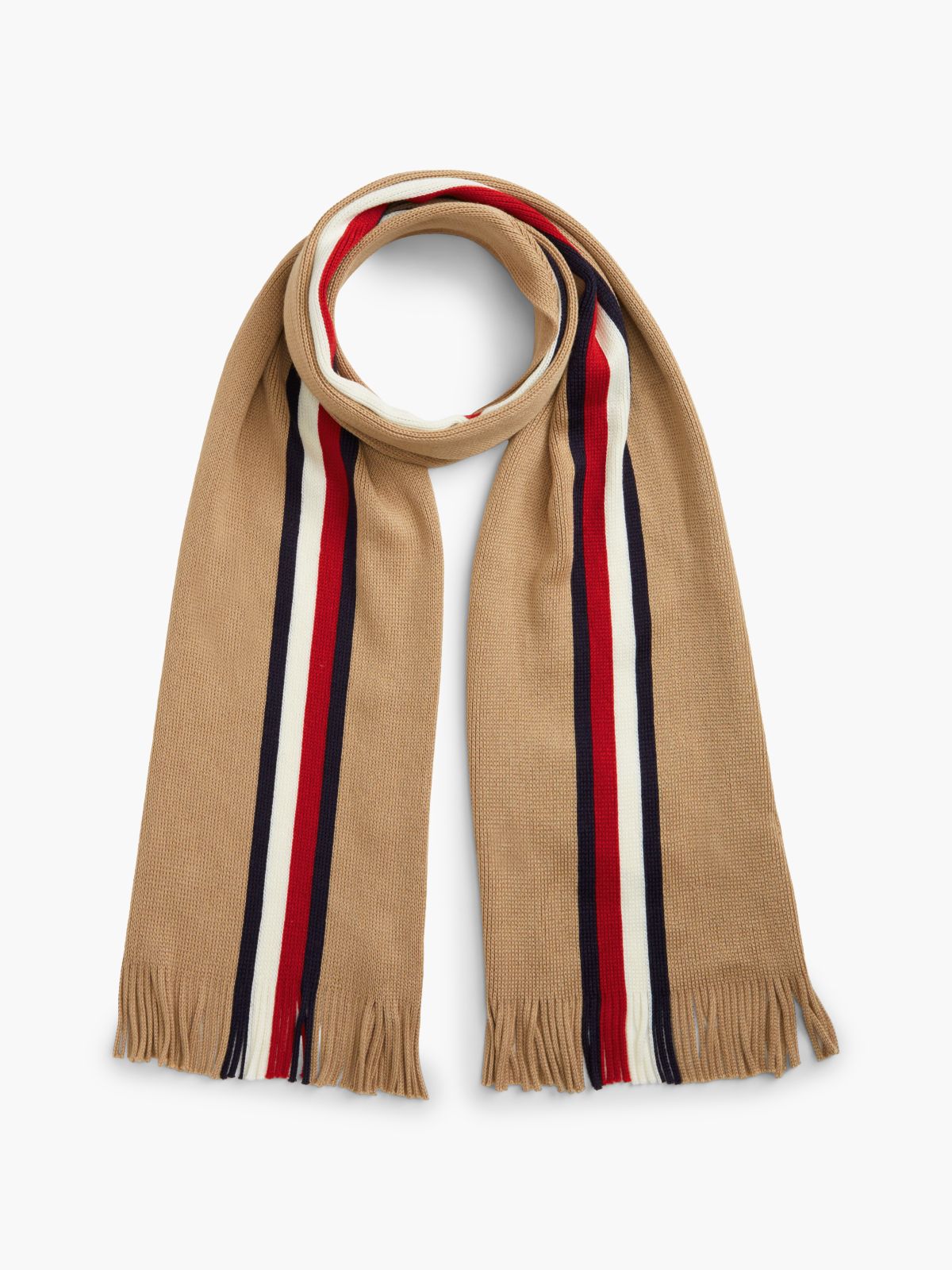 Global Stripe Wool Blend Scarf — Khaki