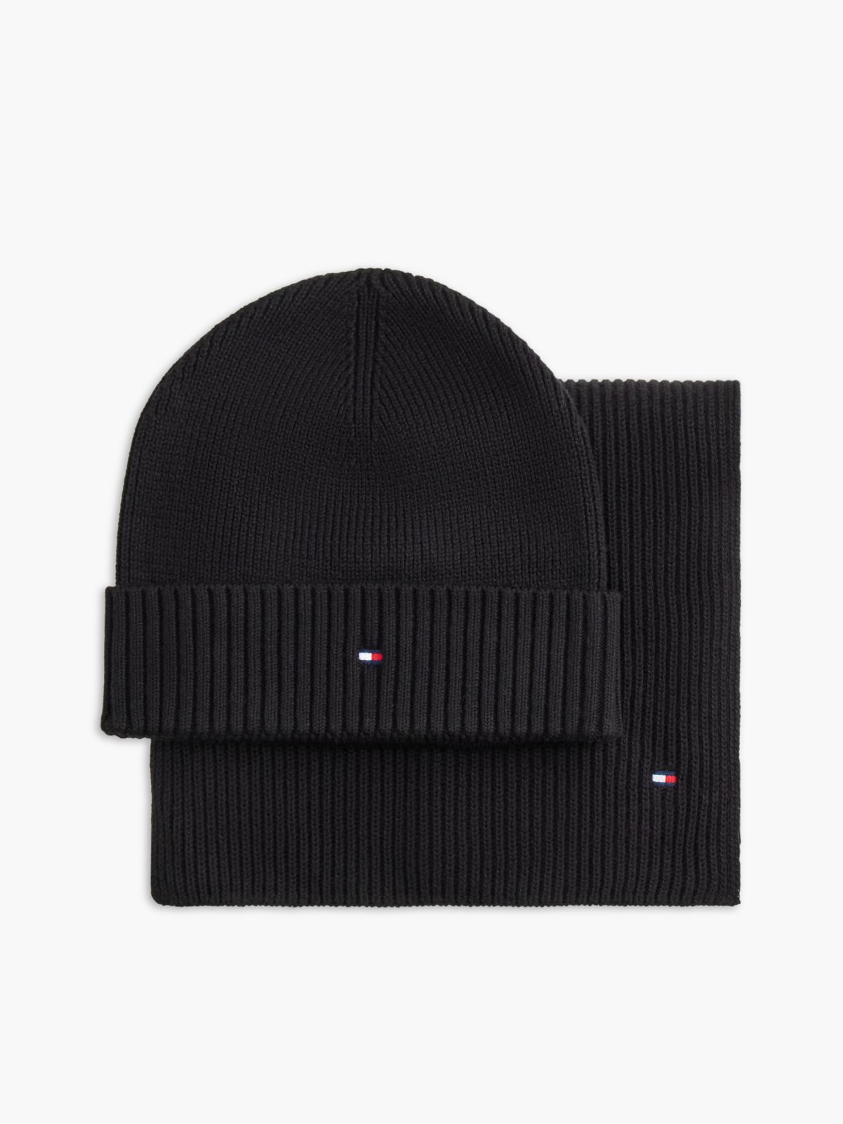 Hilfiger Flag Scarf And Beanie Gift Box — Black