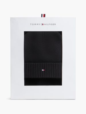 black hilfiger flag scarf and beanie gift box for men tommy hilfiger