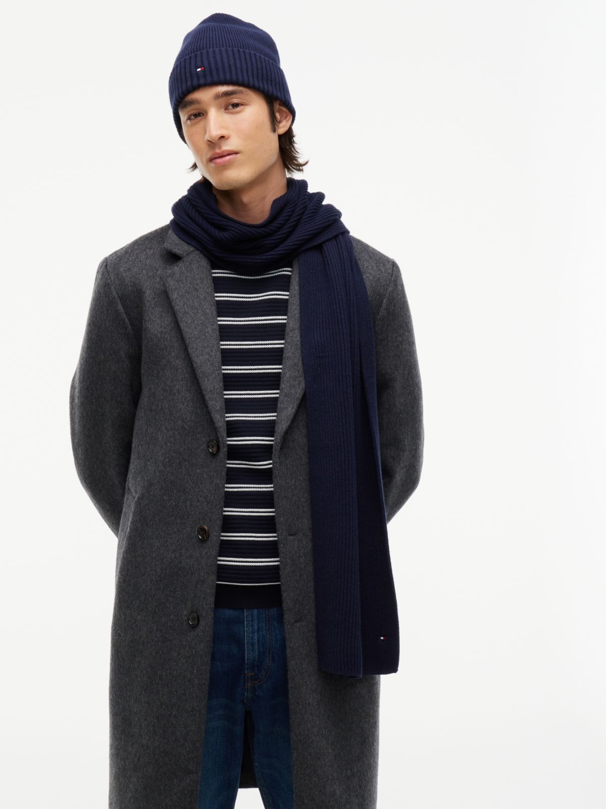 Hilfiger Flag Scarf And Beanie Gift Box — Blue