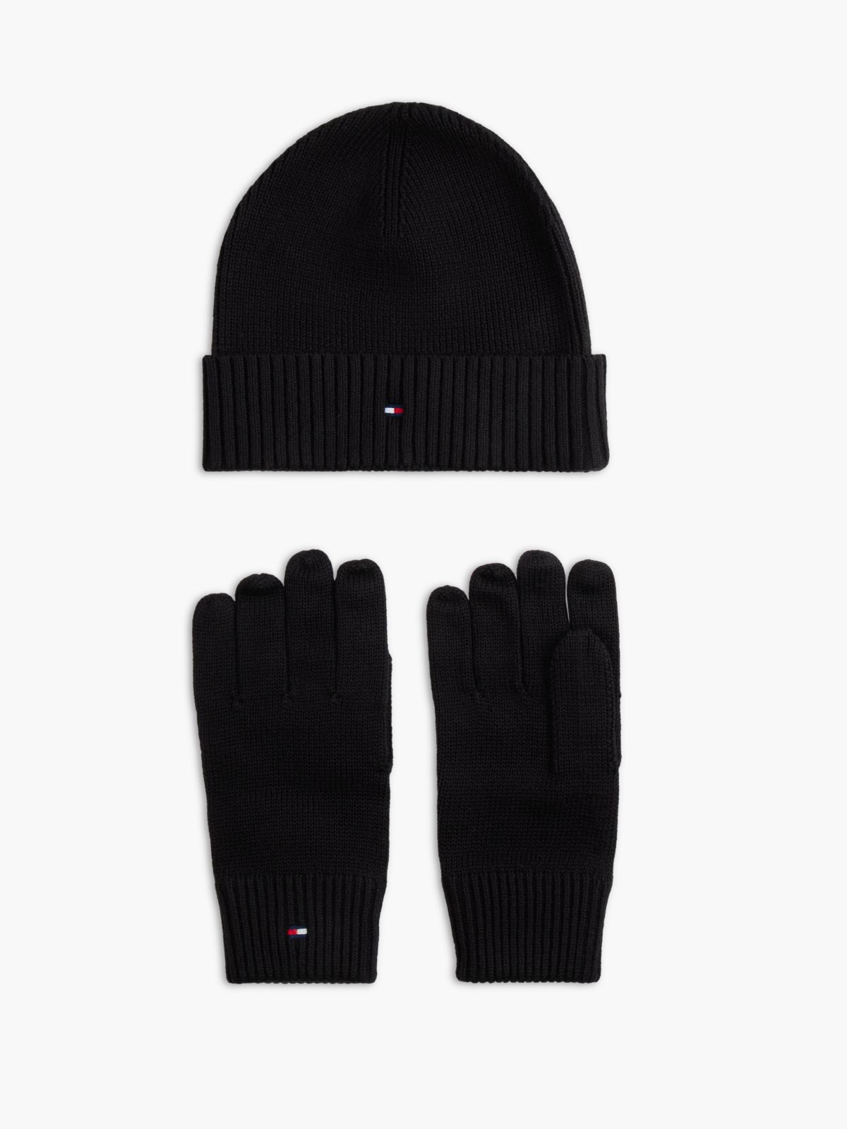 Hilfiger Flag Beanie And Gloves Gift Box — Black