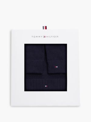 coffret cadeau bonnet et gants hilfiger blue pour hommes tommy hilfiger