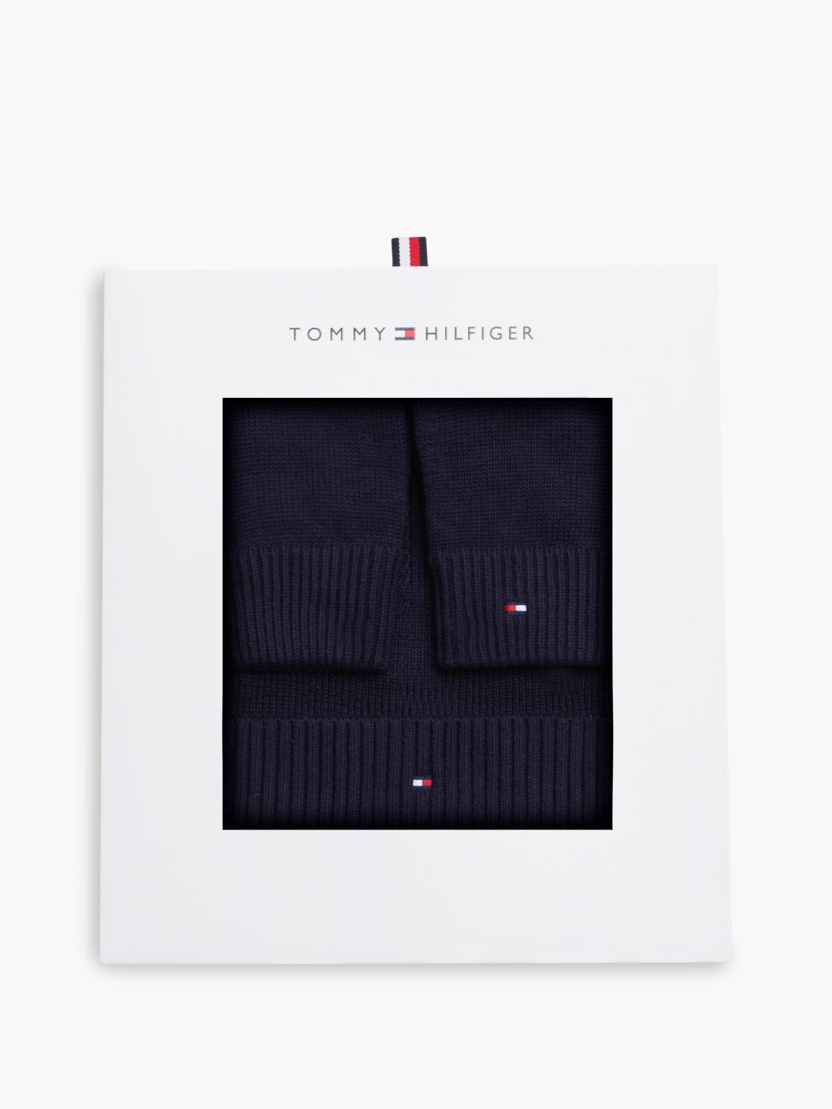 Hilfiger Flag Beanie And Gloves Gift Box — Blue