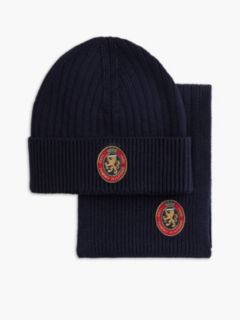 Crest Scarf And Beanie Gift Box With Wool — Blue 2