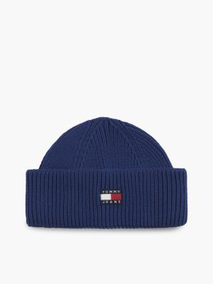 blue heritage fisherman-beanie aus rippstrick für herren - tommy jeans