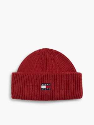 red heritage fisherman-beanie aus rippstrick für herren - tommy jeans