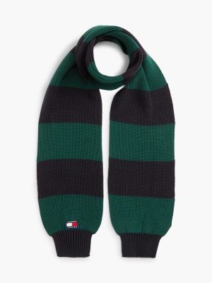 green heritage logo stripe scarf for men tommy jeans