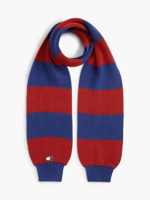 red heritage logo stripe scarf for men tommy jeans