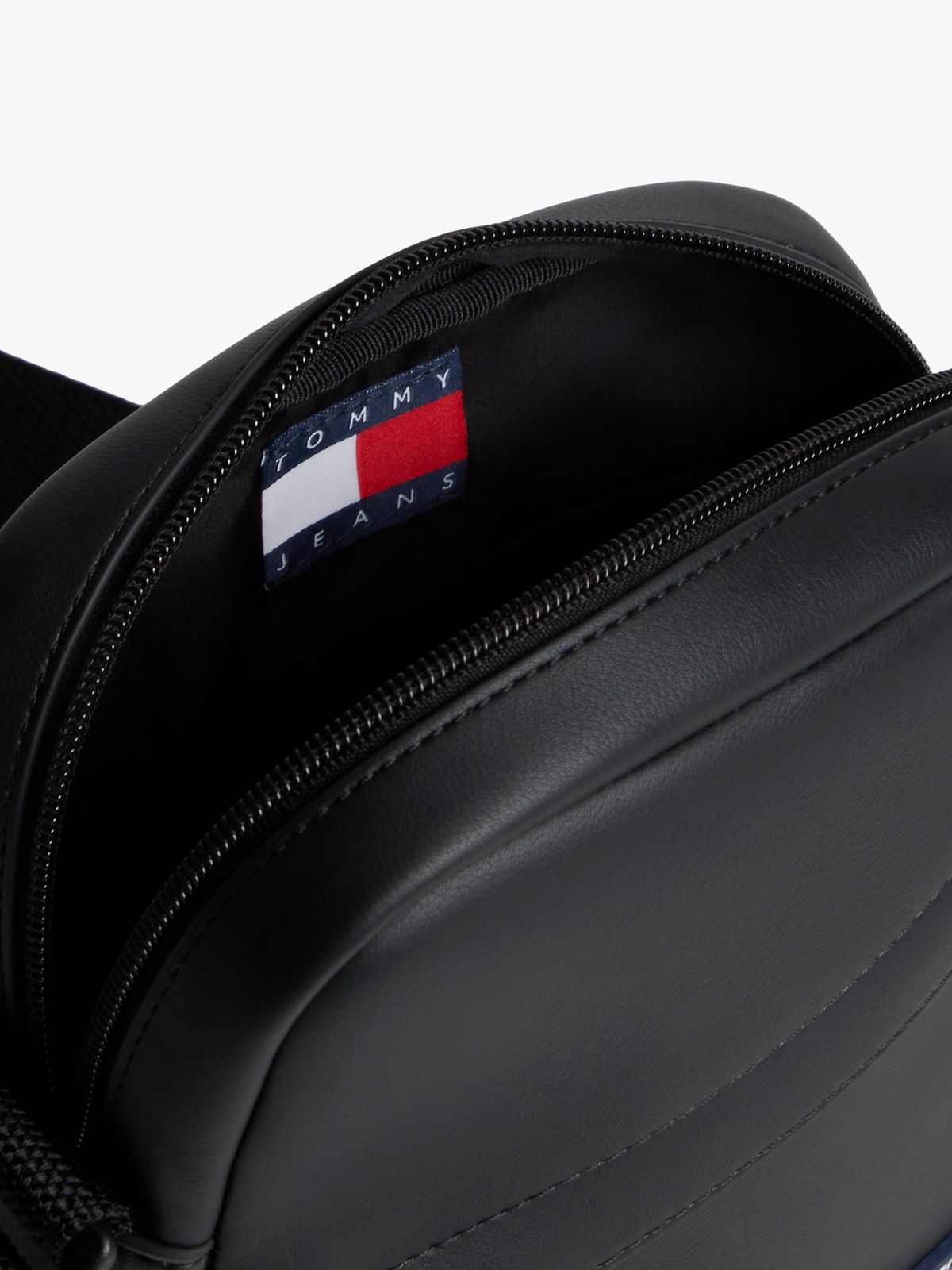 Essential Rubberised Logo Crossbody Reporter Bag — Black