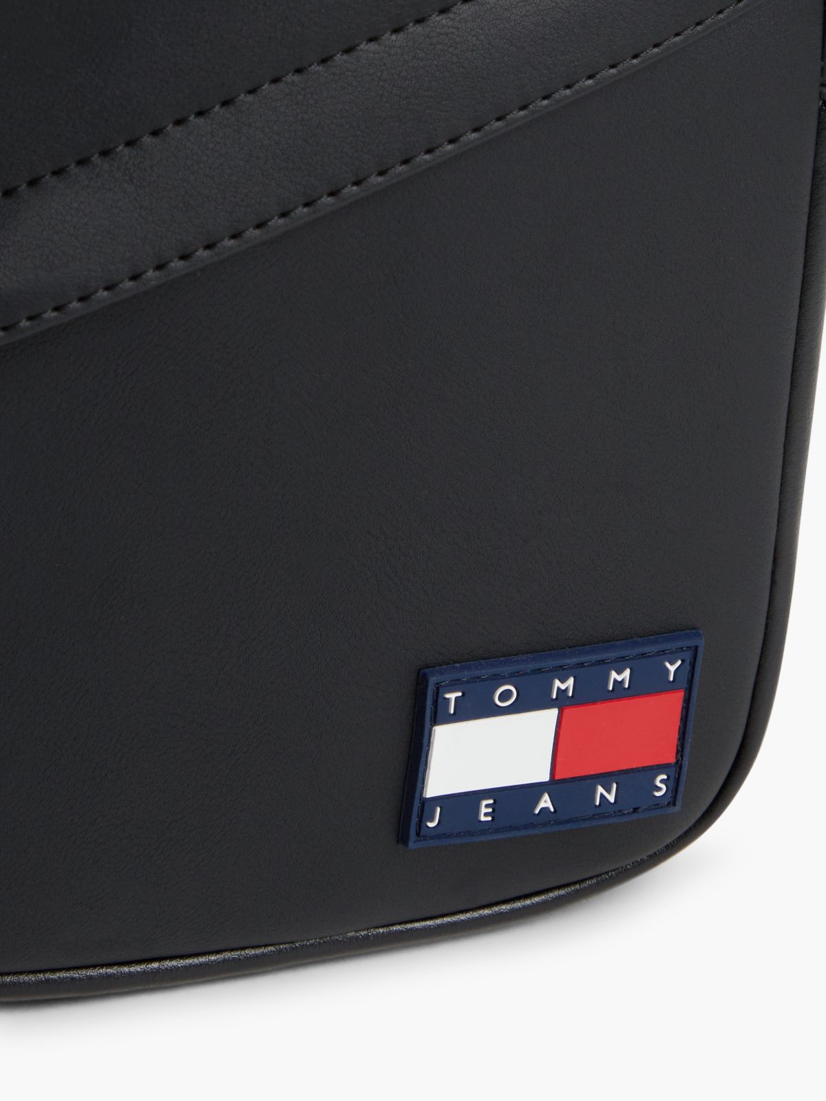 Essential Rubberised Logo Crossbody Reporter Bag — Black