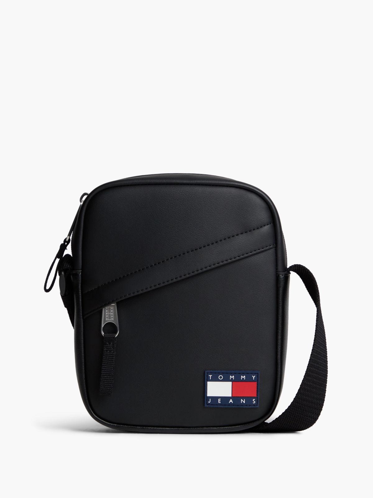 Essential Rubberised Logo Crossbody Reporter Bag — Black