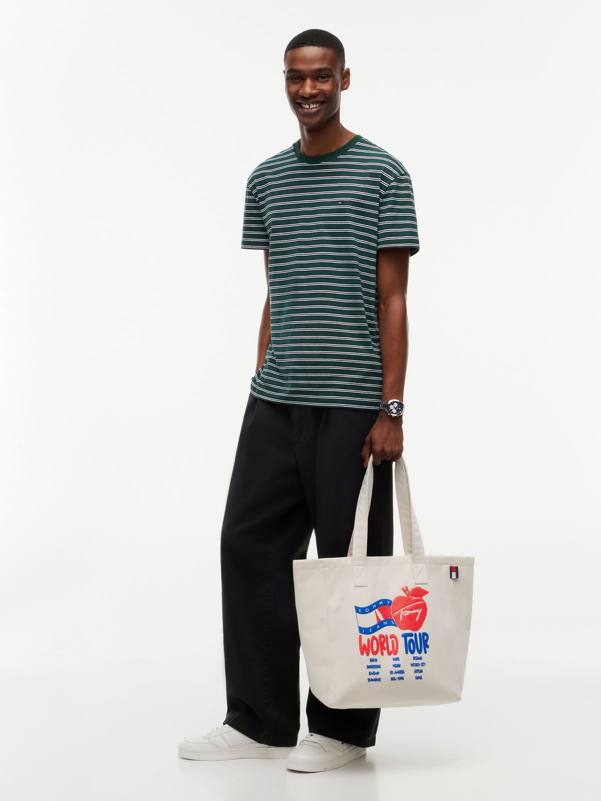 Logo Graphic Textile Tote Bag — Beige