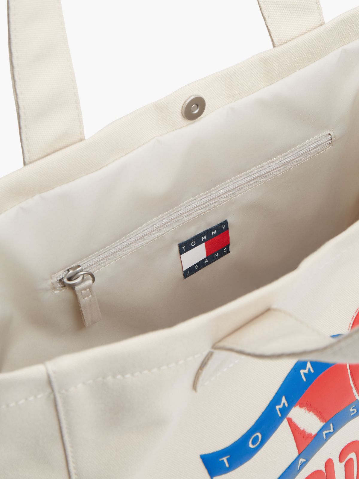 Logo Graphic Textile Tote Bag — Beige