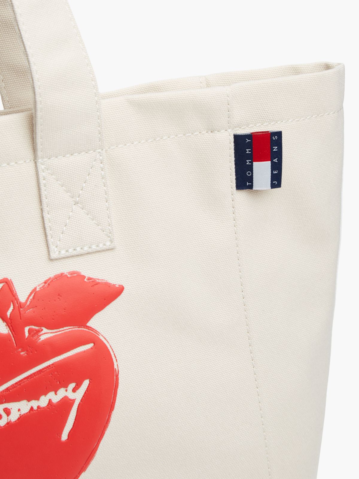 Logo Graphic Textile Tote Bag — Beige