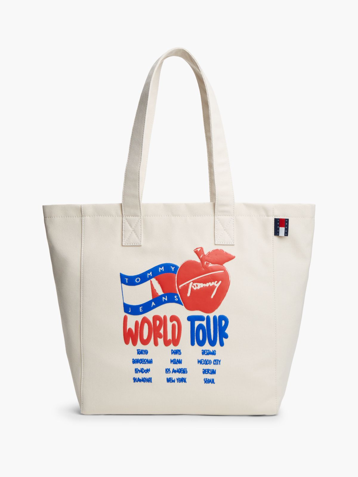 Logo Graphic Textile Tote Bag — Beige