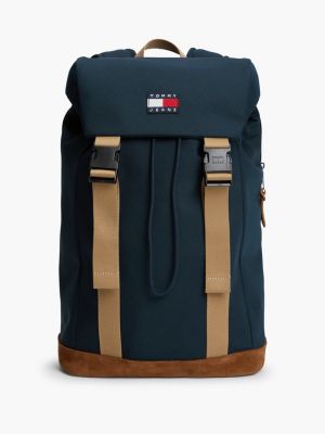 sac à dos à rabat colour-block blue pour hommes tommy jeans