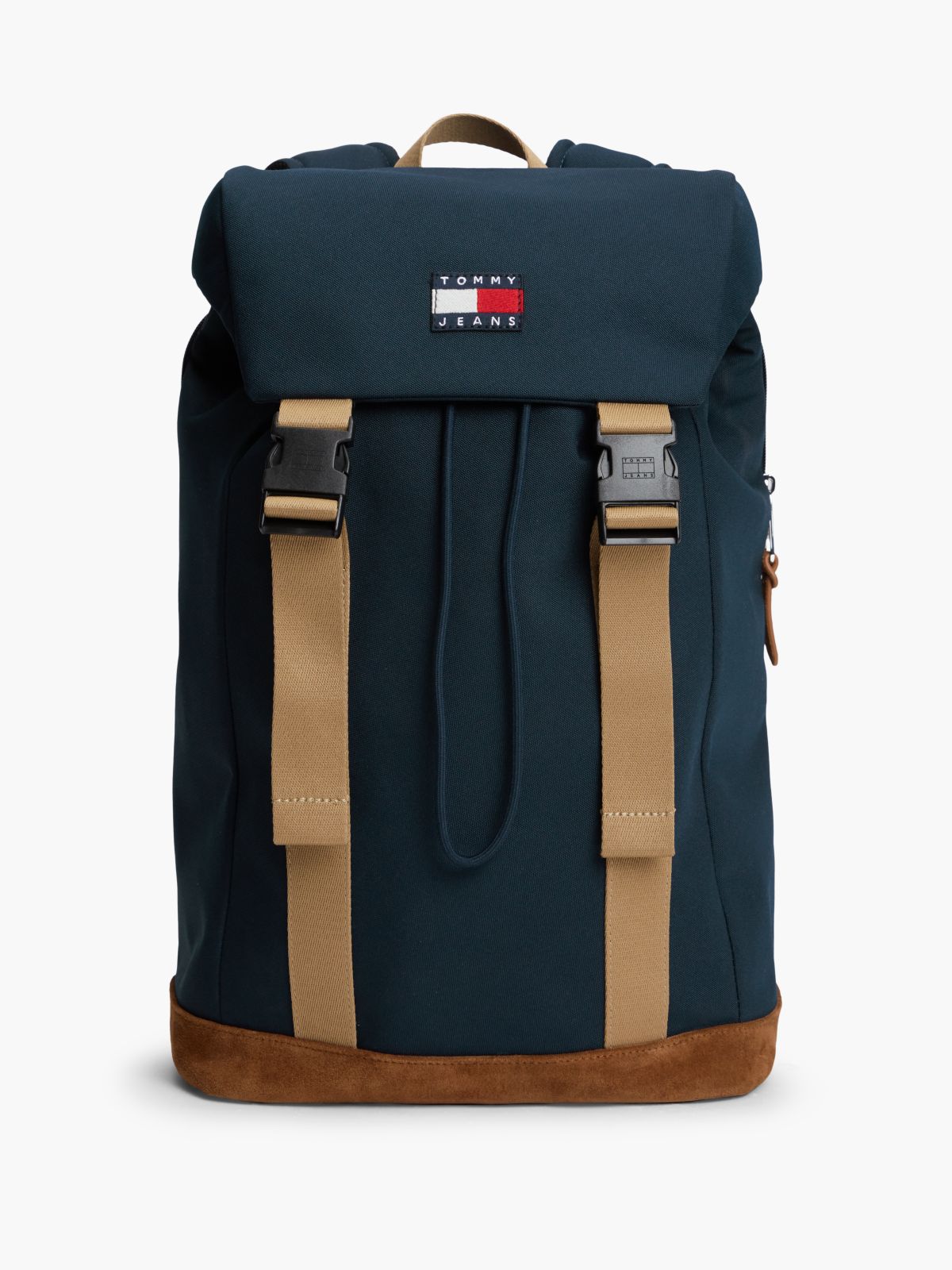 Colour-Blocked Flap Backpack — Blue