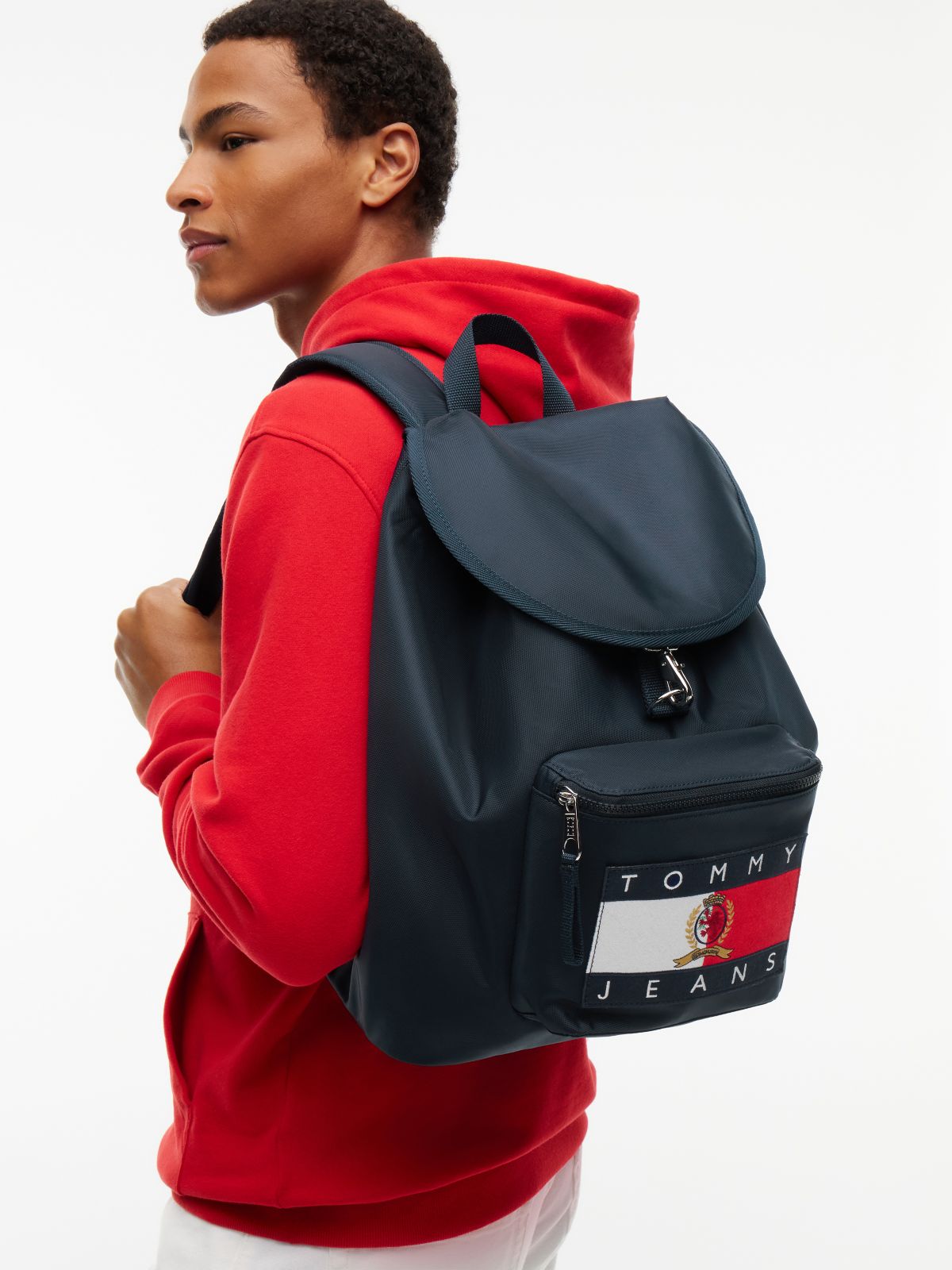 Archive Flag Badge Flap Backpack — Blue