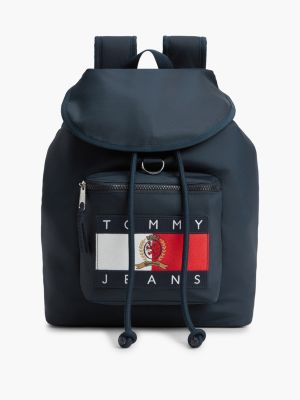 sac à dos archive à rabat et badge drapeau blue pour hommes tommy jeans