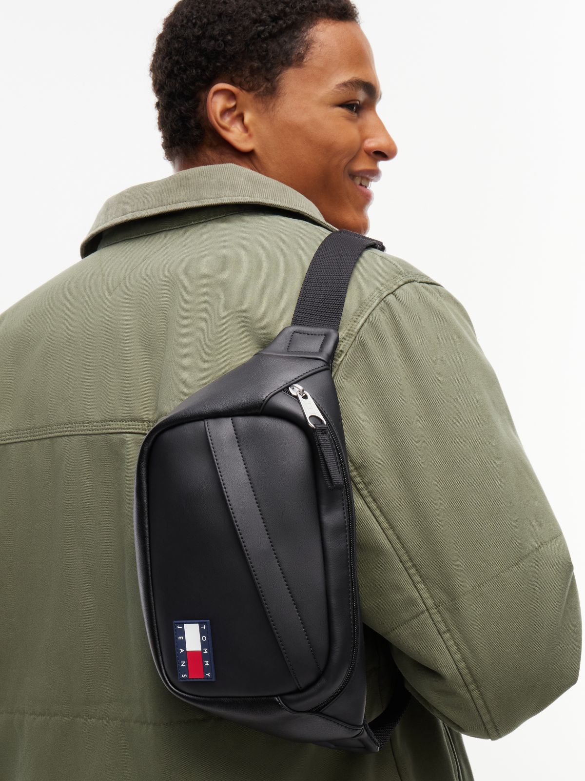 Essential Rubberised Logo Bum Bag — Black