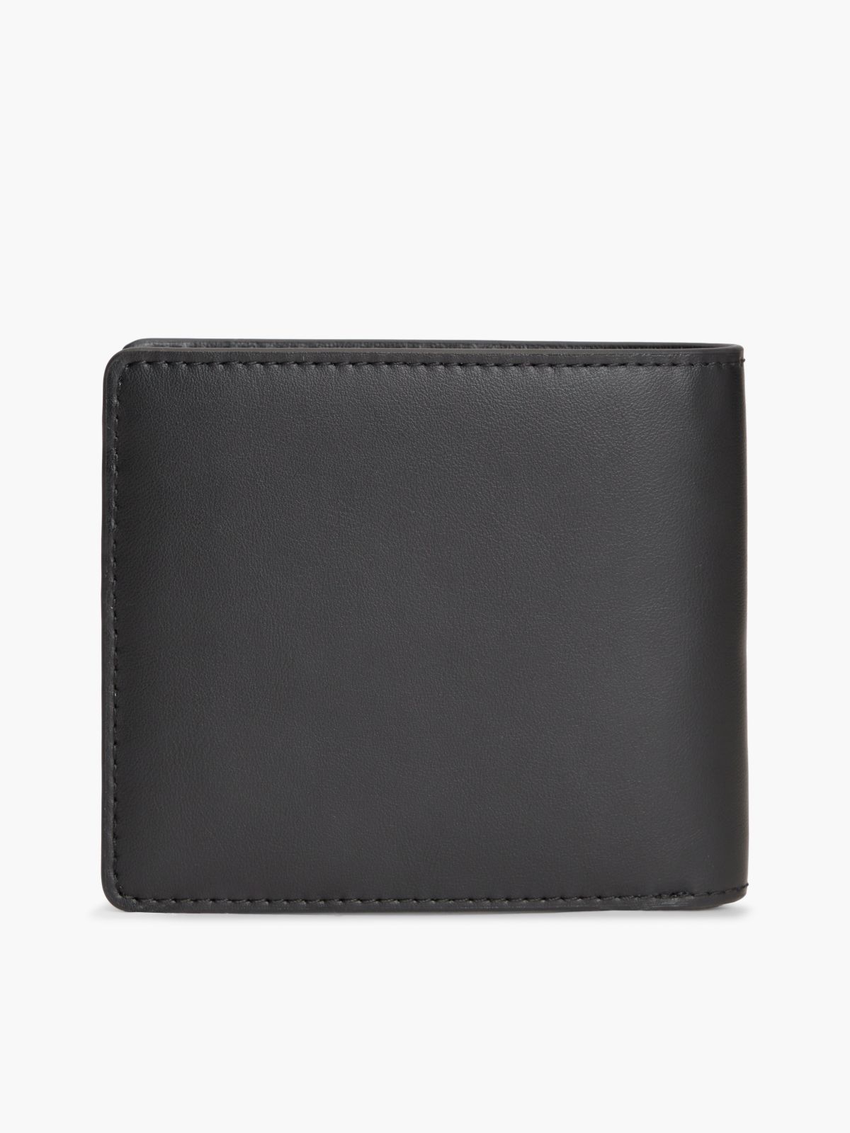 Leather Logo Plaque Bifold Wallet — Black