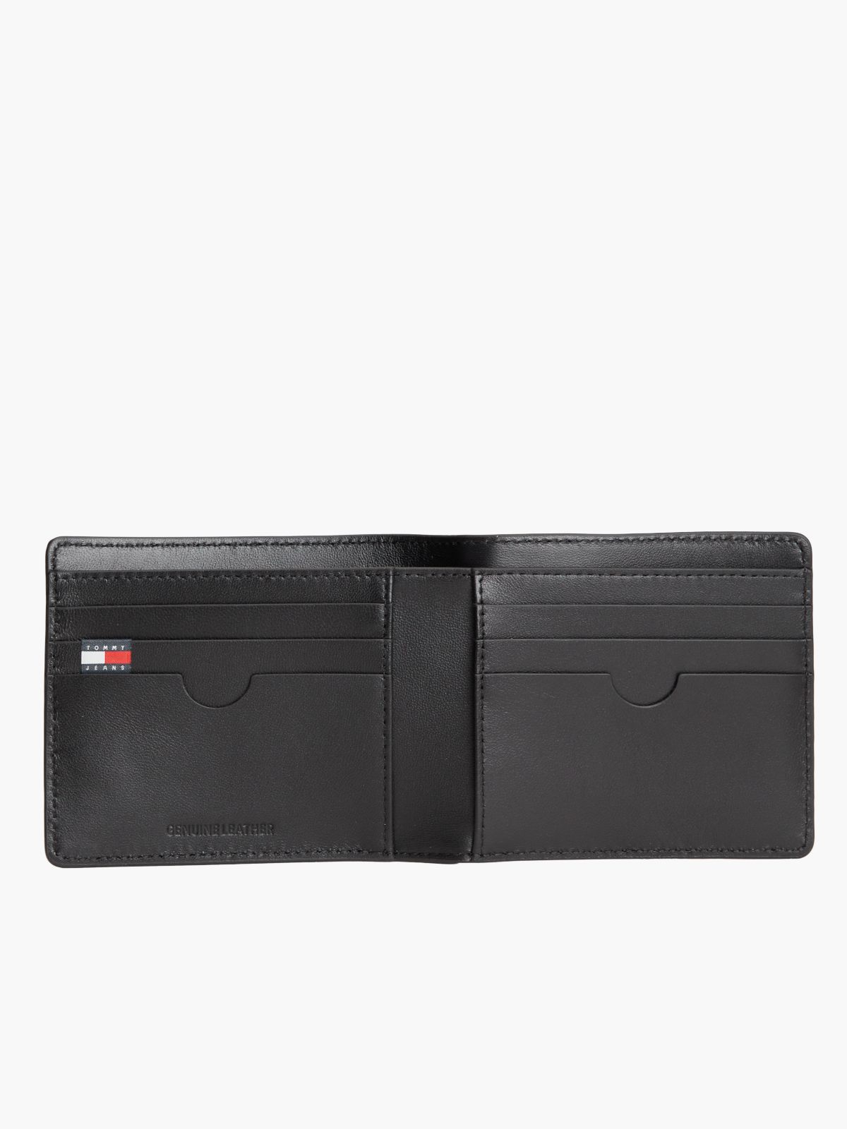Leather Logo Plaque Bifold Wallet — Black