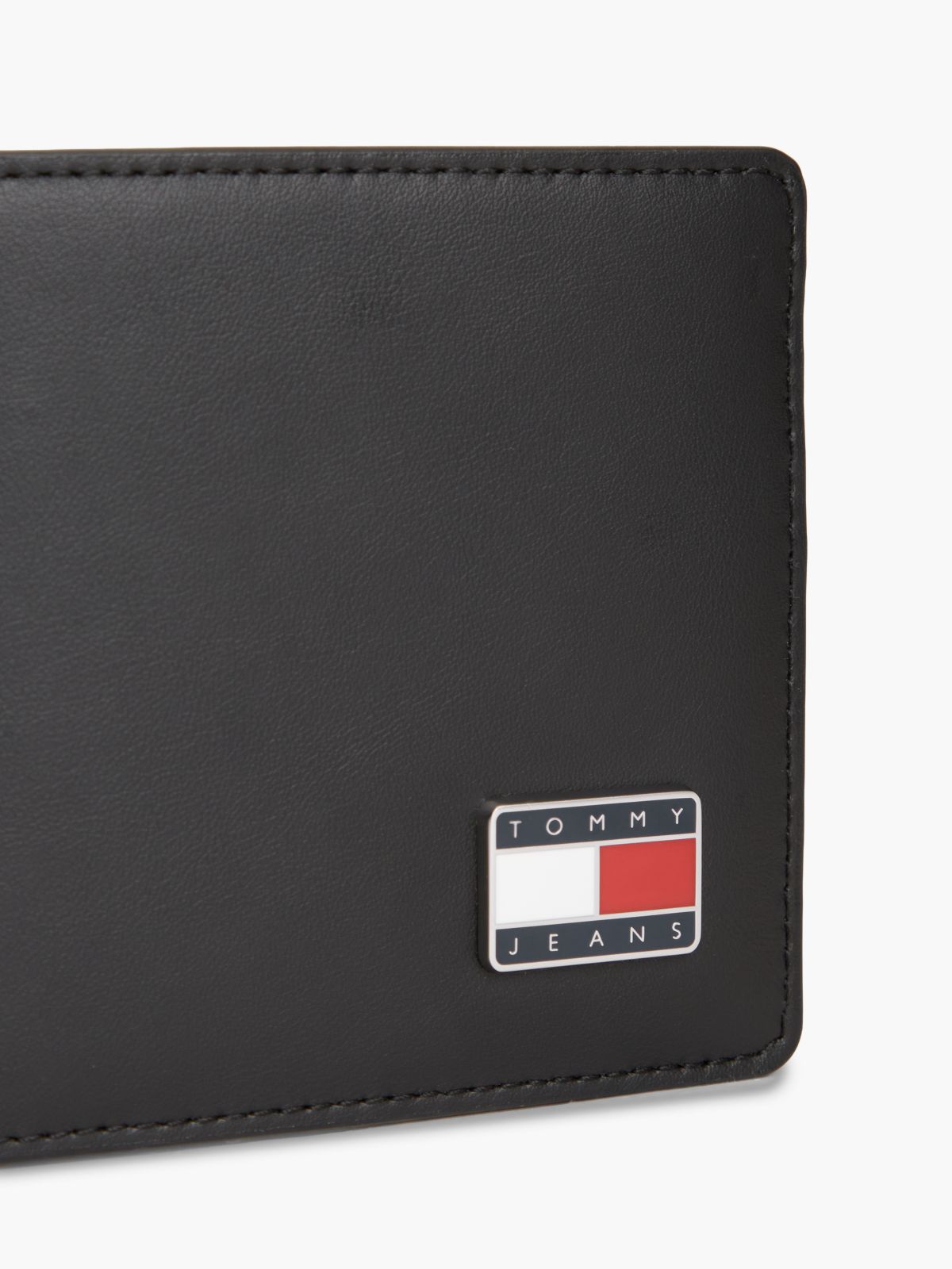 Leather Logo Plaque Bifold Wallet — Black