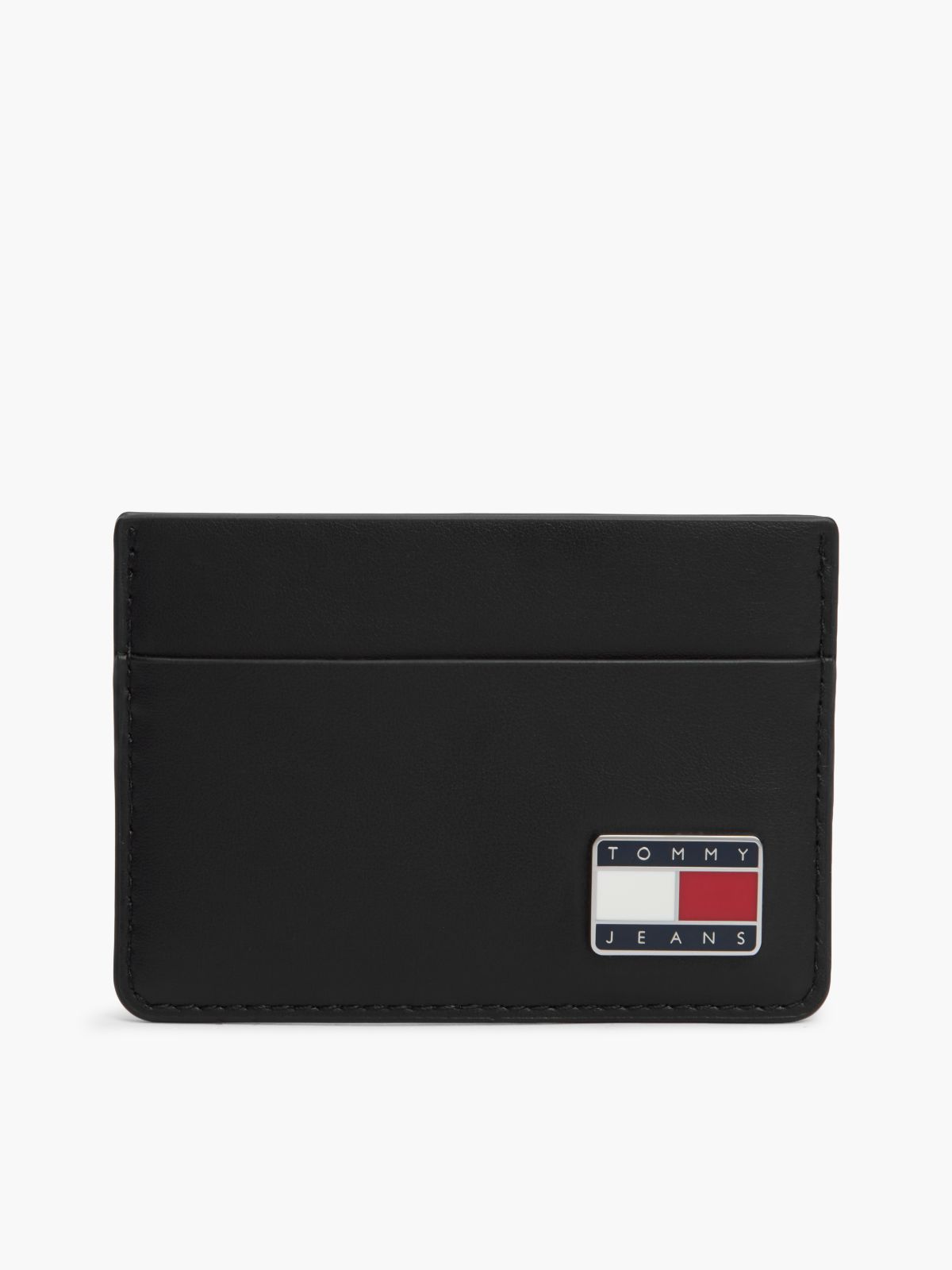 Leather Logo Plaque Card Holder — Black