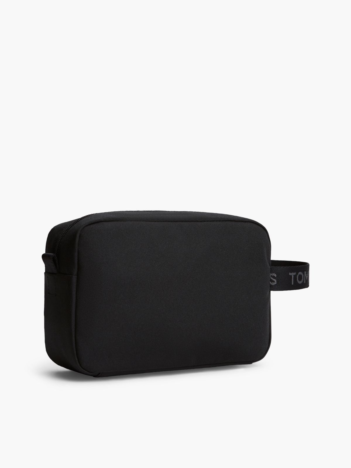 Essential Repeat Logo Textile Washbag — Black