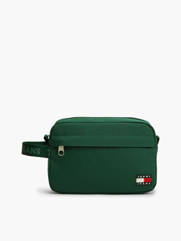 Essential Repeat Logo Textile Washbag — Green