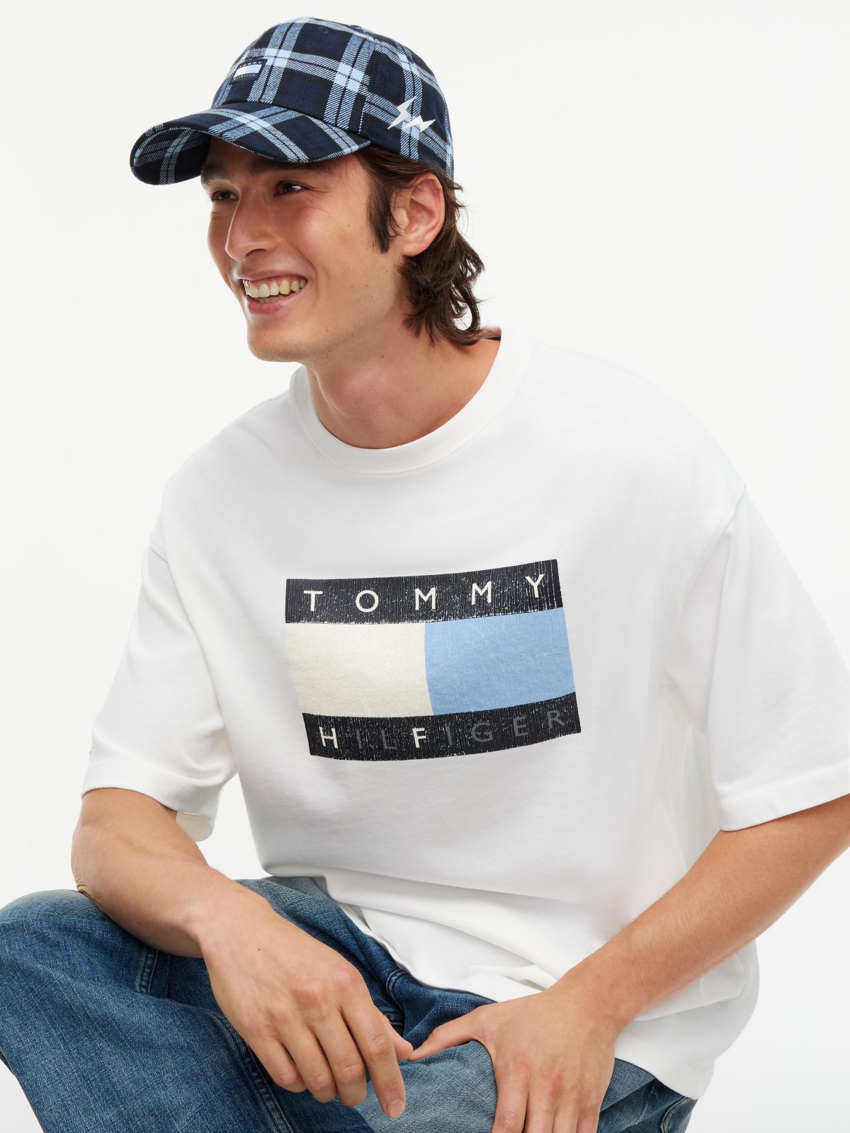 Tommy Hilfiger x FRGMT Check Baseball Cap — Blue