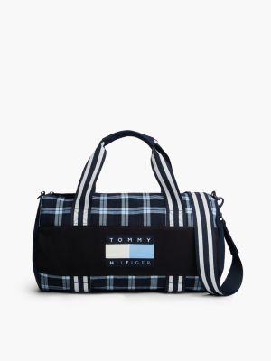 blue tommy hilfiger x frgmt karierte dufflebag für herren - tommy hilfiger