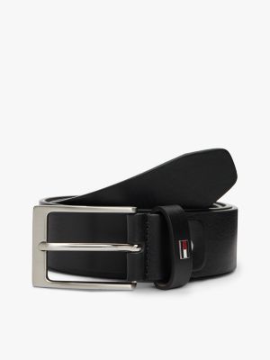 black rectangular buckle adjustable leather belt for men tommy hilfiger